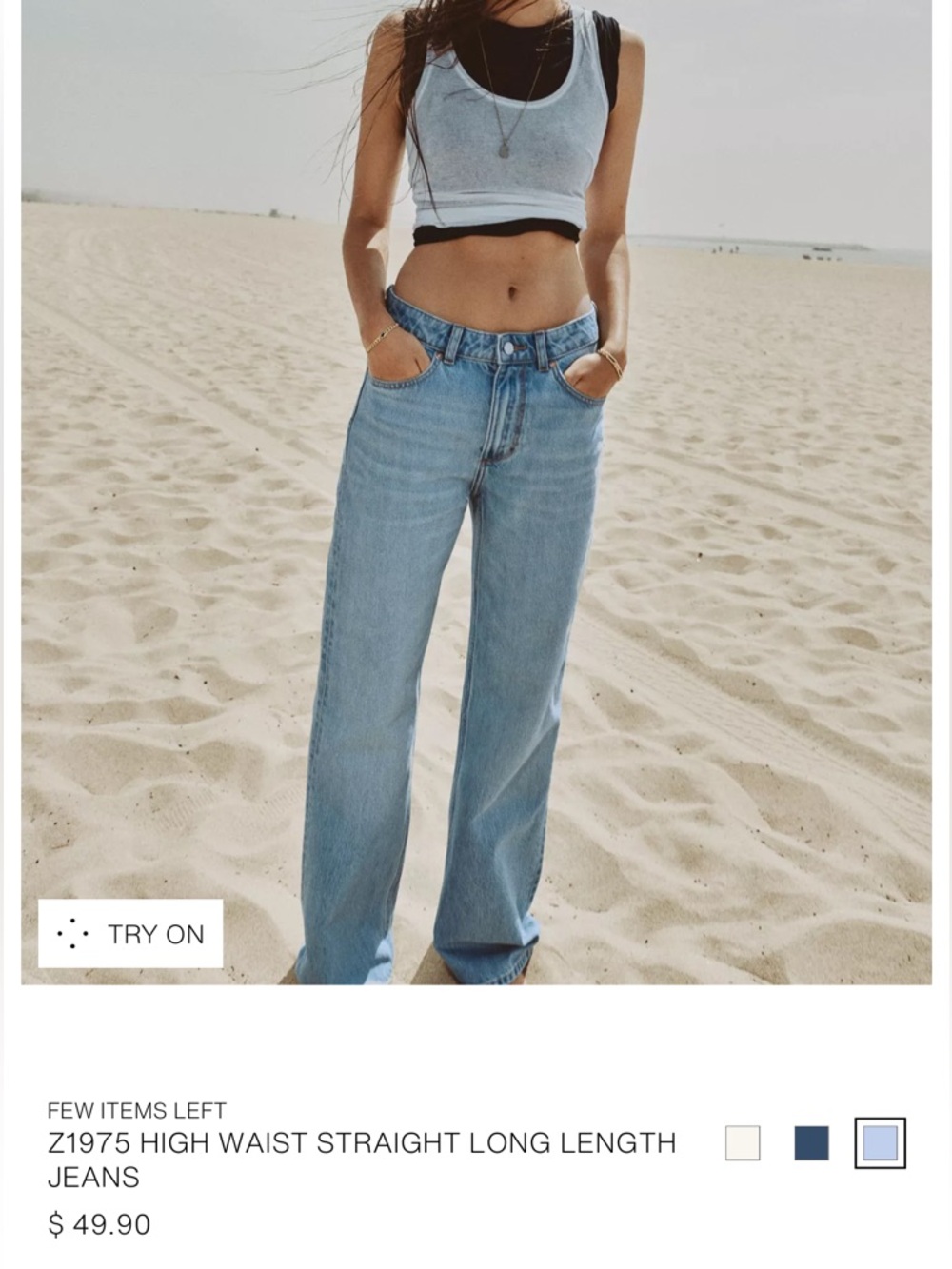 Zara Straight Jeans in Light Blue Denim